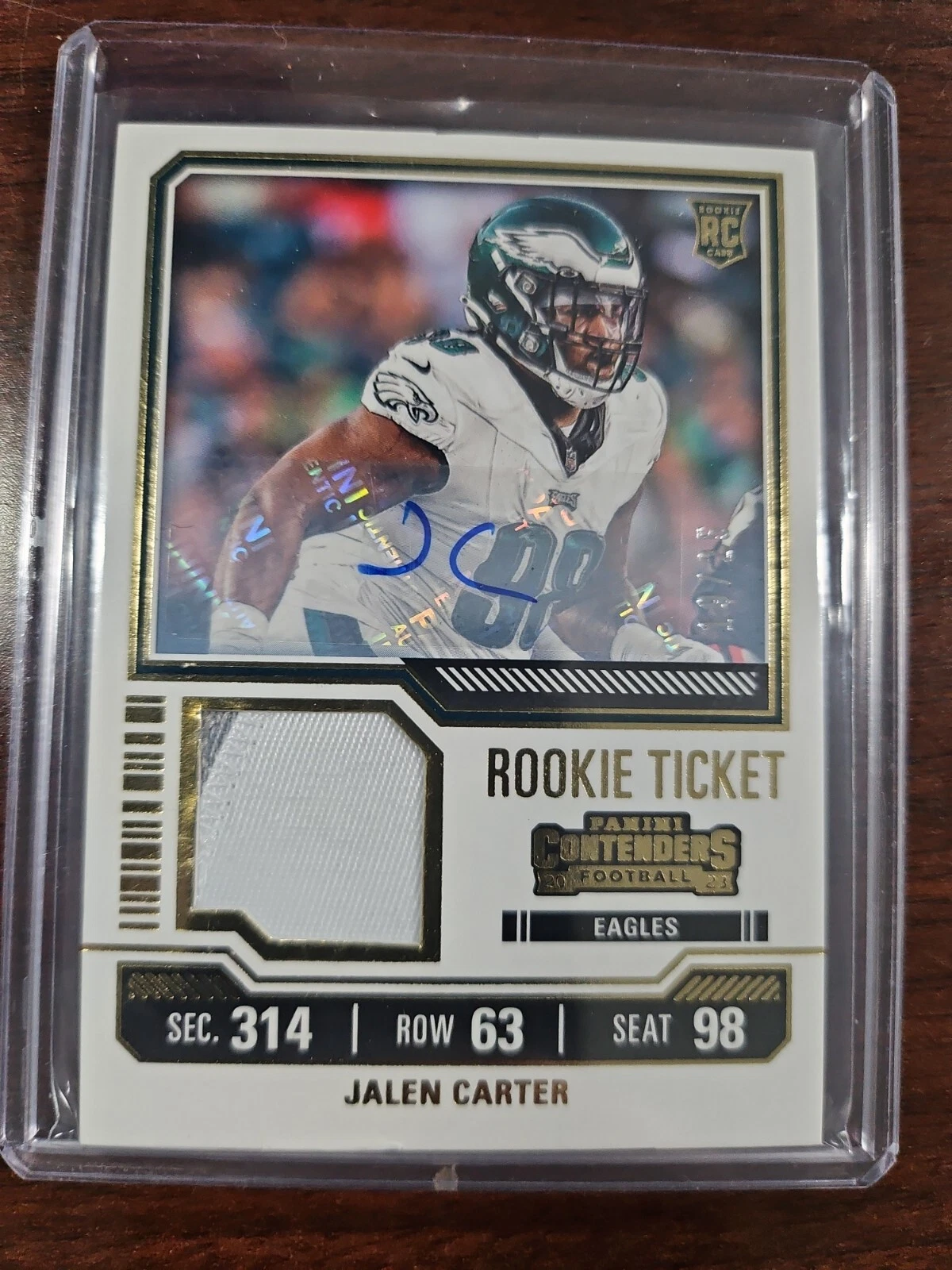 2023 Contenders Jalen Carter Rookie Ticket AUTO Tri-Color   NumberPatch#04/25