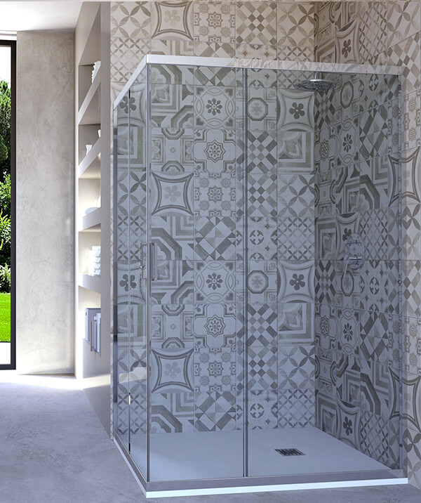 Box doccia angolare porta scorrevole 80x95 cm trasparente