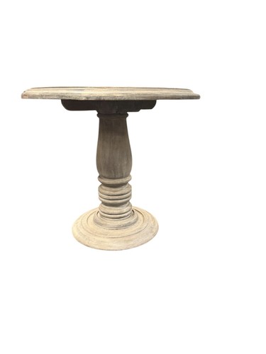 Vintage Limewashed Grey Traditional Wooden Round Bar Bistro Side Table - 45cm - Picture 2 of 5