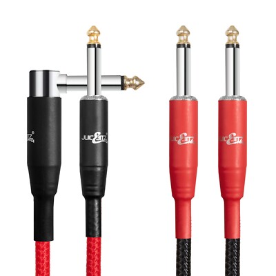 JuicEBitz  PRO Series Geflochtenes Gitarrenkabel 1/4'' abgewinkelt gerade 6,35 mm Klinkenkabel