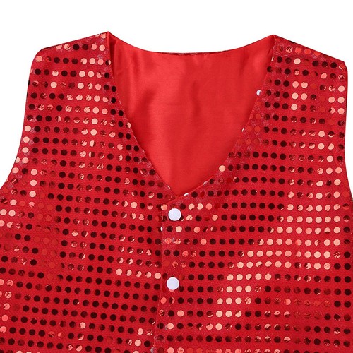 Kids Unisex Sparkly Shirt Hip Hop Jazz Disco Dance Jacket Shirt Vest Performance - Picture 190 of 340