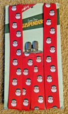 Wembley Santa Claus Heads Holiday Christmas SUSPENDERS Red Braces