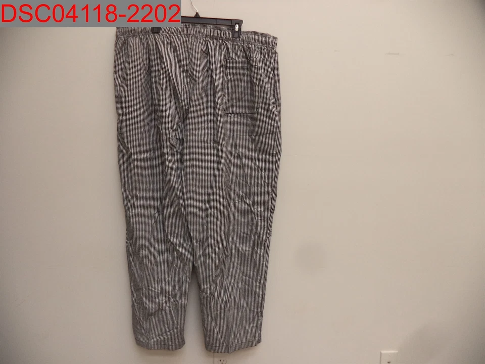 NWOT - Chef Works Men's Black & White Small Check Basic Chef Pant, Size 4XL - Image 2 of 4