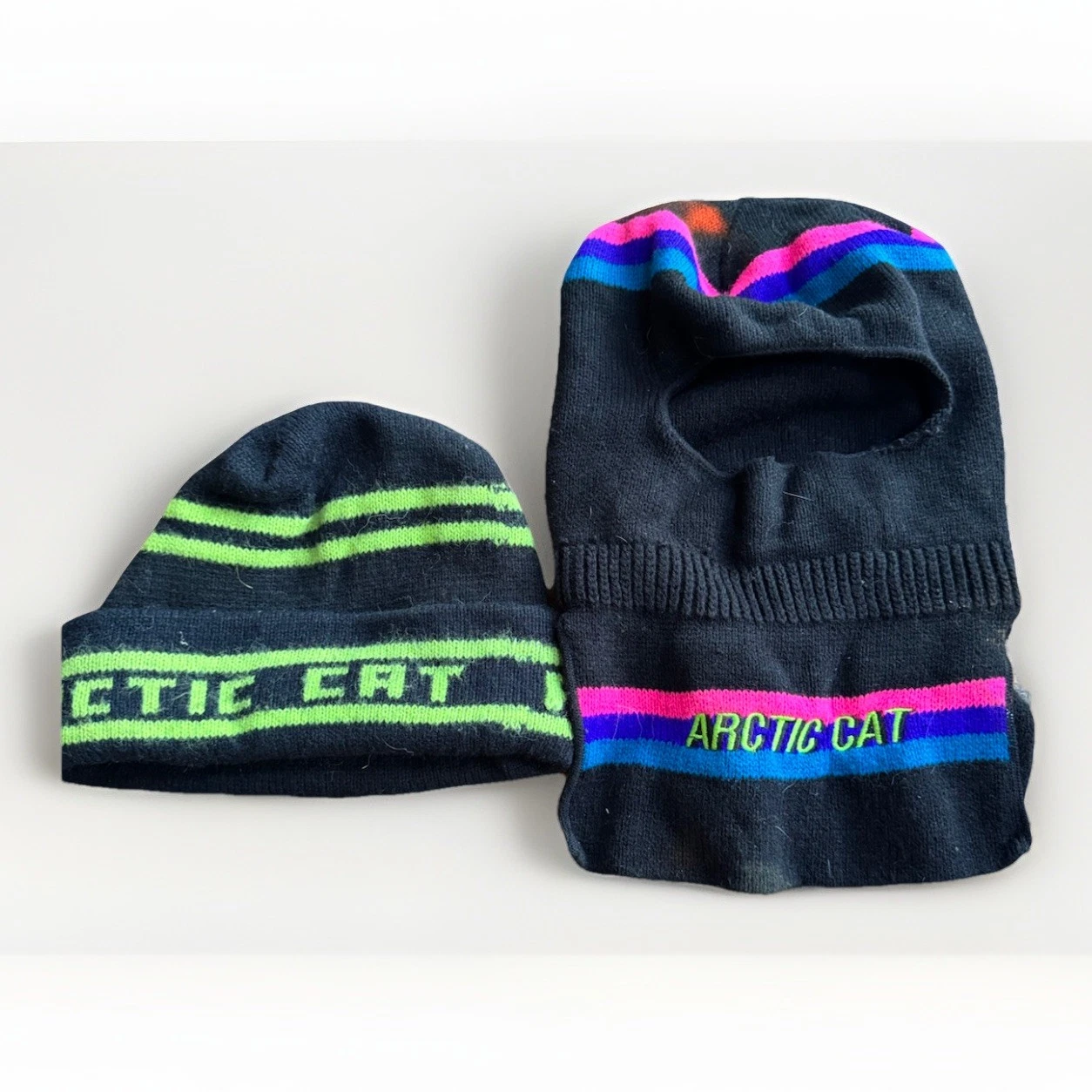 Vintage ARCTIC CAT Snowmobile Full Face Mask Neon Balaclava Winter Hats