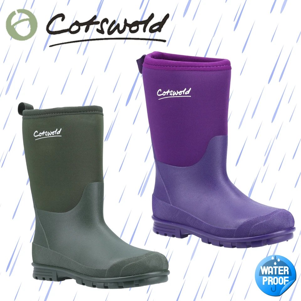 Kids Waterproof Wellies Cotswold Hilly Neoprene Warm Winter Wellington Boots