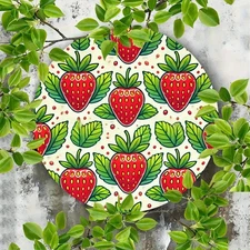 Strawberry Pattern Red Green Design Aluminum Wall Art