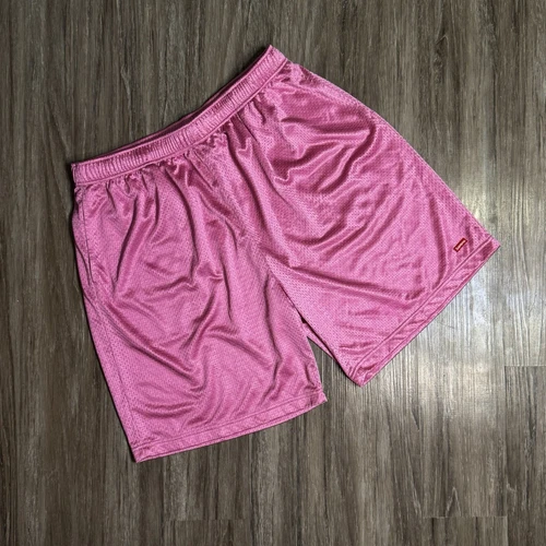 Short en maille baggy logo petite boîte suprême SS23 homme taille L corail (rose)