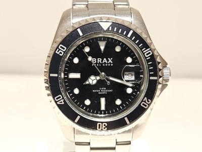 RETRO NOS 42mm DIVER STYLE SPORT BLACK DIAL MEN'S QUARTZ WATCH ''BRAX'' FEEL GOOD