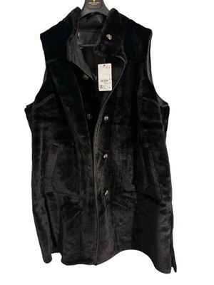 MIA MODA PLUS SIZE 28/30 BLACK  FAUX FUR FULL LENGTH COAT REVERSIBLE NWT $199