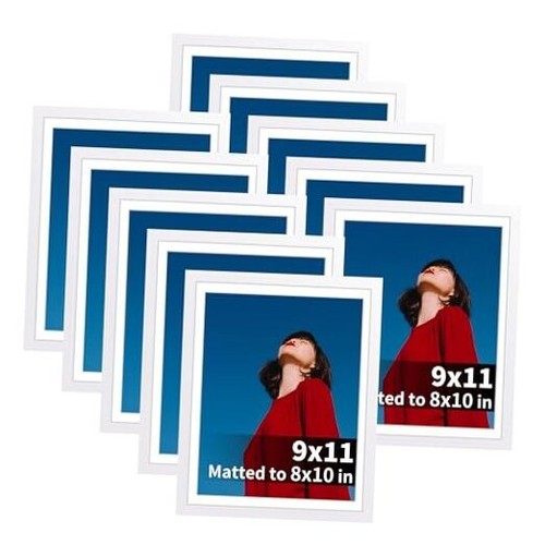 Picture Frame Set of 10, Bulk Collage Frames for Photos 8x10 with 9x11 White