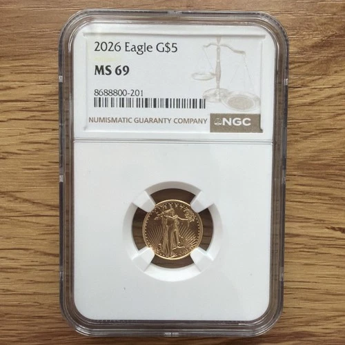 1/10 Oz. Gold 2026 $5 American Eagle NGC MS69