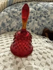 Fenton Ruby Red Hobnail Art Glass Dinner Bell 5.5” Tall With Sticker - Mint !