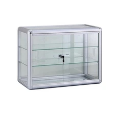 AMKO F-1301 24 x 18 in. Glass Countertop Showcase Tower Display Case  Silver