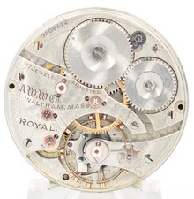 Waltham 16-size Royal 17 Jewel Pocket Watch Movement - Runs Sluggishly