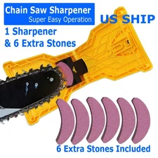 6 Stones Chainsaw Chain Sharpening Jig Portable Drill Sharpener Tool Set