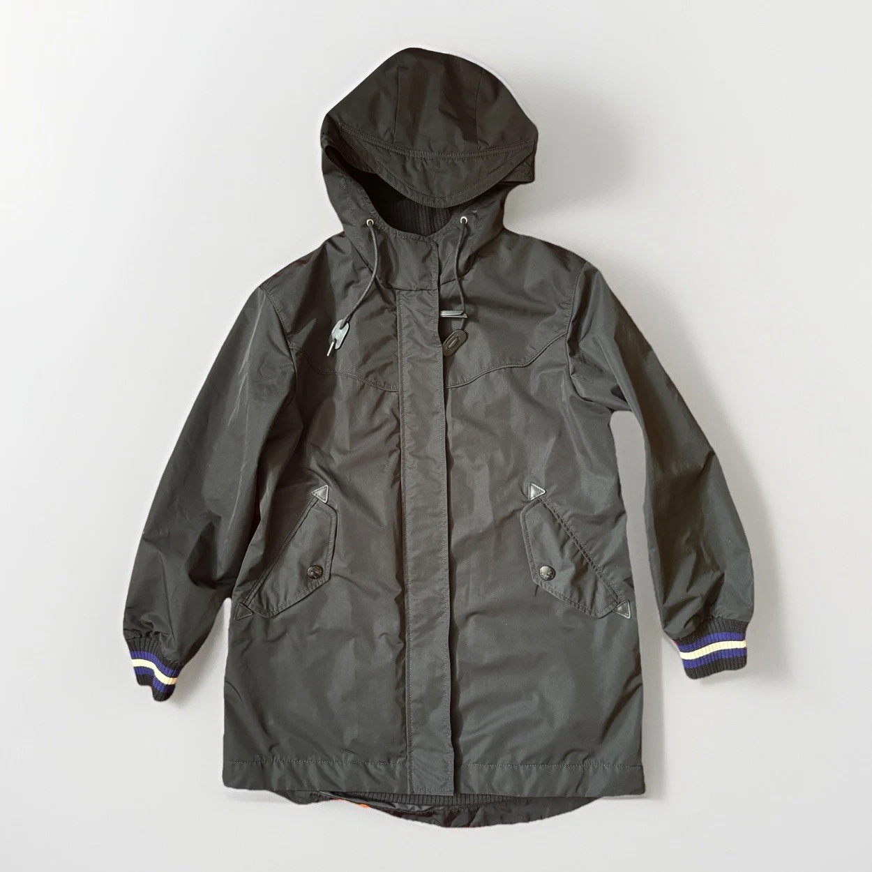 Coach Impermeabile Varsity Parka Giacca Nero Leggero con Fodera a Scatto Piccolo