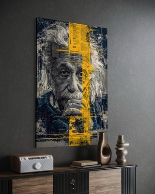 Leinwand Bild Albert Einstein Abstrakt Wandbild Physik Genie Relativitätstheorie