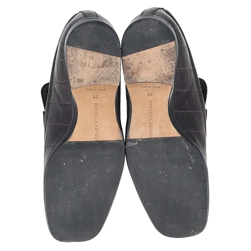 Bottega Veneta Crocodile-Embossed Loafers In Brown Leather Women Ochre Size 39 - Picture 6 of 12