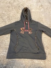 Under Armour Hoodie Womens Medium Gray Pink Camo Storm Semi Fitted Sweatshirt