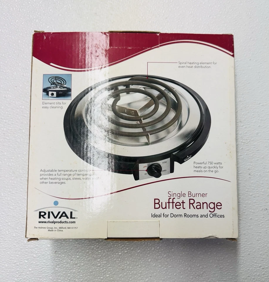  PLACA CALIENTE ELÉCTRICA RIVAL DE UN SOLO QUEMADOR NUEVO EN CAJA ~ TEMPERATURA AJUSTABLE. & FÁCIL LIMPIEZA Foto 2 de 4