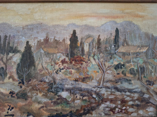 Tableau ancien huile sur toile paysage impressionniste encadré signé - Photo 6 sur 9