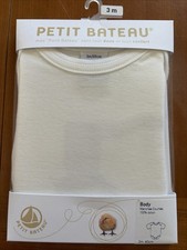 Petit Bateau NWT White Short Sleeve 100 Cotton Knit Bodyshirt-3Mos 60cm