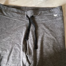 PINK Victoria's Secret Women's Jogger Pants Gray L Drawstring Waist Tapered Leg