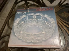 Vintage 1989 Artmark Chunky Crystal Ashtray With Original Box Cigarette Cigar 