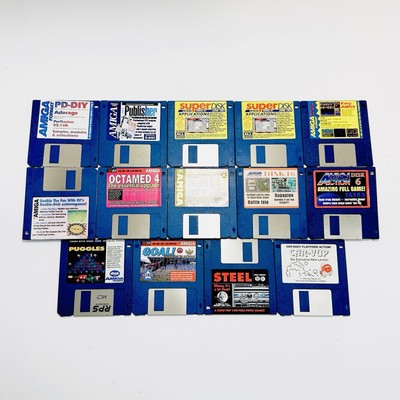 Commodore Amiga Computer Diskettenspiel & Software Vintage Konvolut 14 Disks