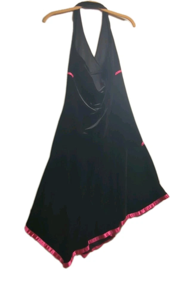 复古 Taboo 挂颈天鹅绒连衣裙娃娃不对称下摆 Y2K Whimsigoth L — 第 4/4 张图片