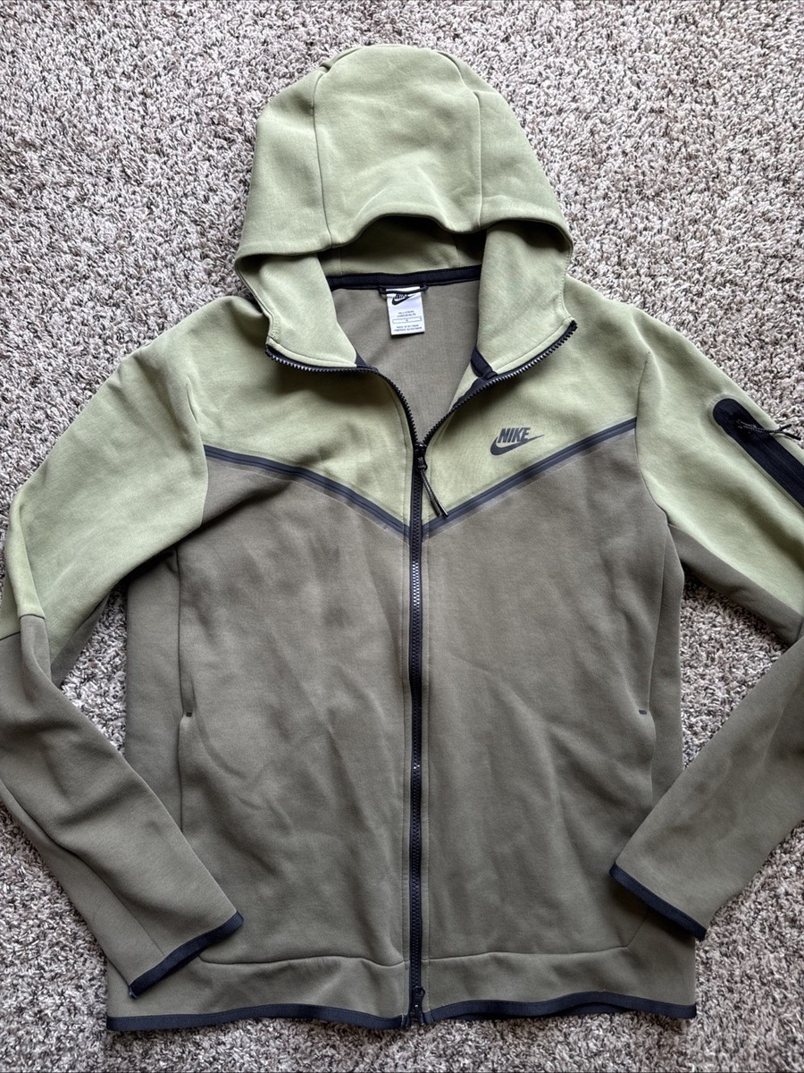 Nike Sportswear Tech Fleece L Hoodie Sweatshirt Green Full Zip Jacket  CU4489-334