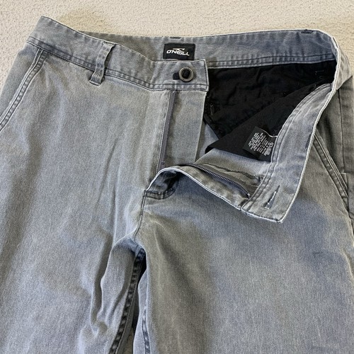 O'neill Denim Beach Shorts Mens 32 Gray Standad Fit 9" Inseam Zip Cotton Blend - Picture 5 of 12