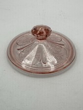 Jeannette Cherry Blossom Pink Depression Glass Lid 3.5” Powder Jar 1930s