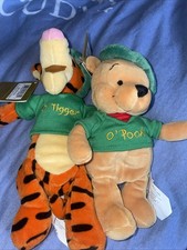 VINTAGE. DISNEY ST.PATRICKS DAY TIGGER & Winnie the Pooh  SOFT TOY/ BEANIE. BNWT