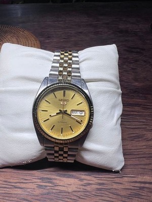 SEIKO 7S26-0500 Gold Dial Automatic Winding Day Date Men's Watch from JAPAN
