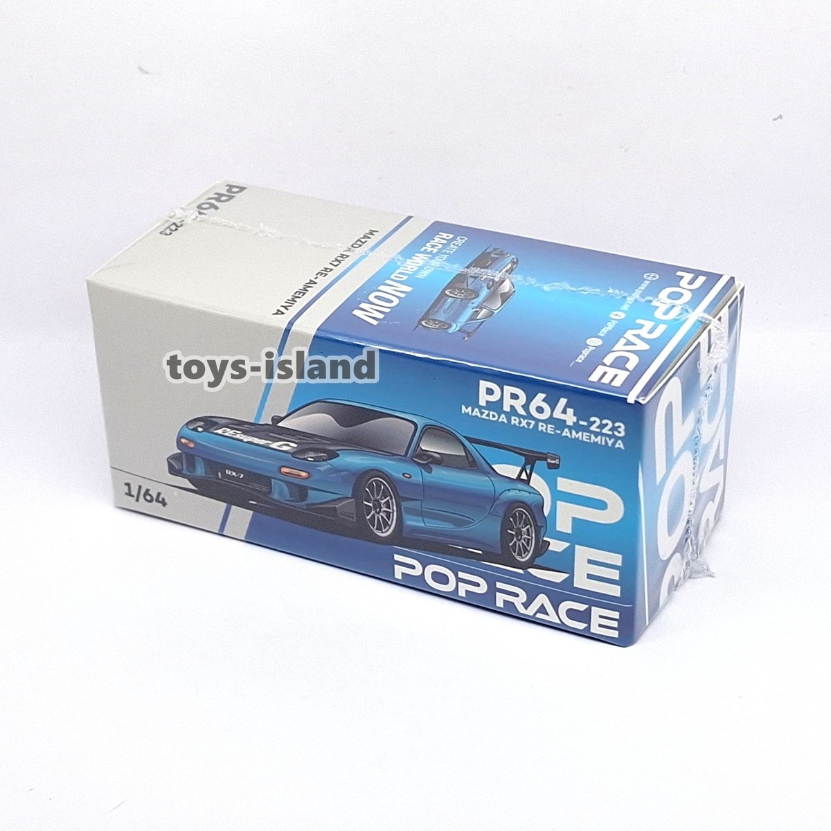 POPRACE PR64-223 MAZDA RX7 RE-AMEMIYA WIDEBODY BLUE CHROME 1/64