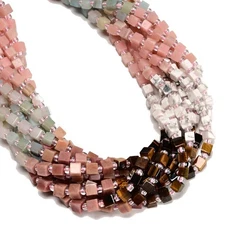 04 Multi-color Gemstone Smooth Cube Shape Beads Size 4mm 15" Strand