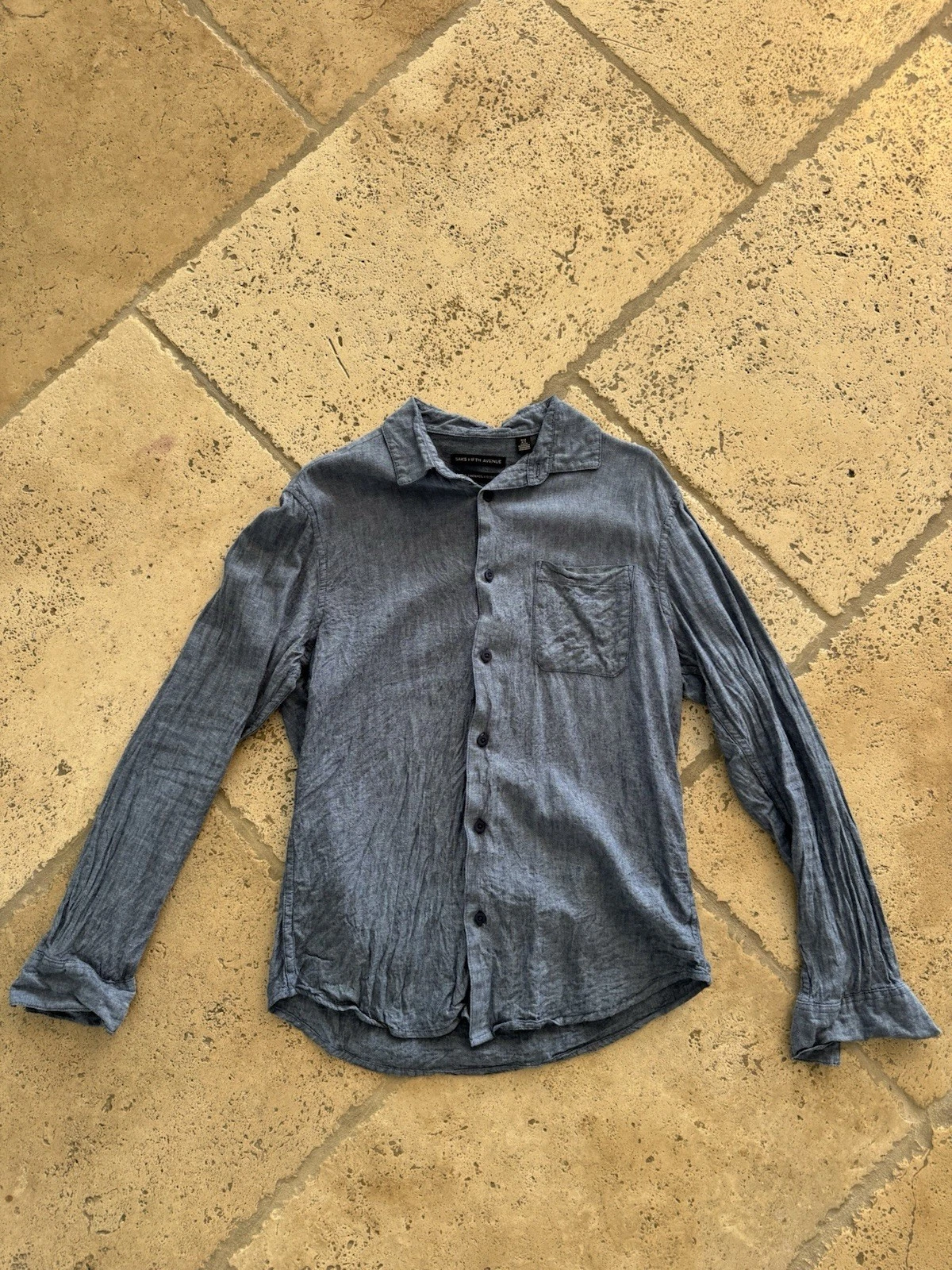 Saks Fifth Avenue Men's Denim Blue Linen Button-Up Shirt, Long Sleeve, Medium
Opens in a new window 