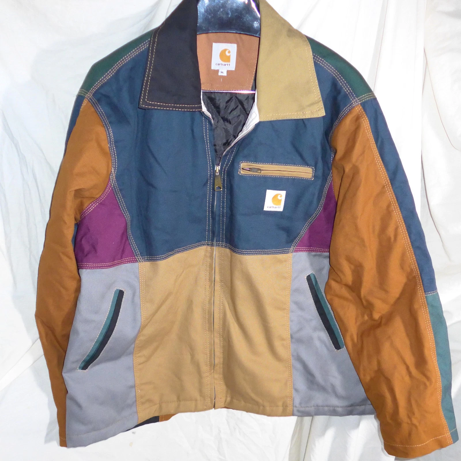 Men’s Carhartt Patchwork Zip Reworked Jacket Size XL image 1