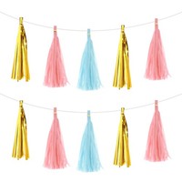 30Stk Hell Blau Hell Rosa Gold Quaste Girlande Banner