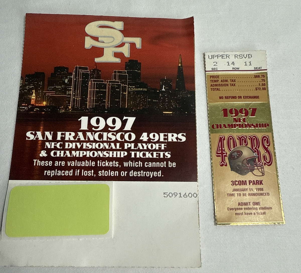 1997 NFC Championship Game Ticket Stub 49ers vs. Packers & More | eBay