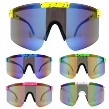 80s Pop Paint Splatter Rimless Half Rim Oversize Sport Plastic Sunglasses