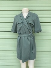 ZARA Green DRESS WITH POCKETS TRF Wrap V- Neck Self Belt Size XS O3294
