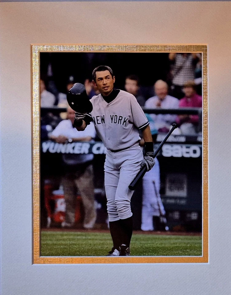 Impresión fotográfica Ichiro Suzuki y Derek Jeter NY Yankees 11x14 doble mate 8x10 Foto 3 de 4