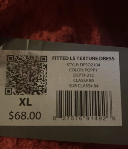 NWT $68.00 DAISY FUENTES Fitted Long Sleeve Texture Color Poppy Dress Size XL - Picture 9 of 12
