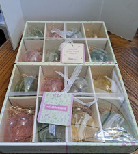 Glass Egg Shaped Ornaments Tree Decor Pastel Colors Swirl Design Set of 16