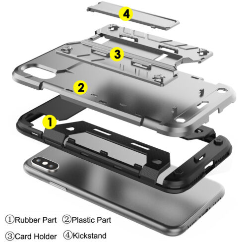 For iPhone XS X 6S Plus Shockproof Hybrid Rubber Hard Case Cover with Kick-Stand - Picture 3 of 19