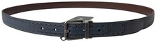 DOLCE & GABBANA Belt Blue Leather Perforated Metal Buckle s. 105cm / 42in 640usd