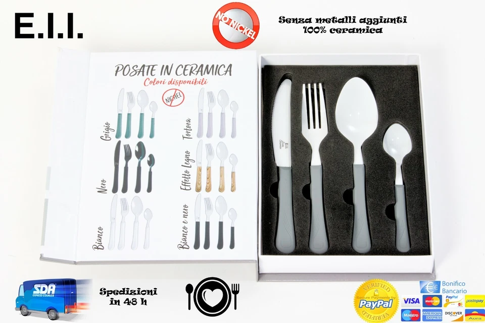 SET POSATERIE 4 PZ IN CERAMICA ANALLERGICHE - Immagine 3 di 4