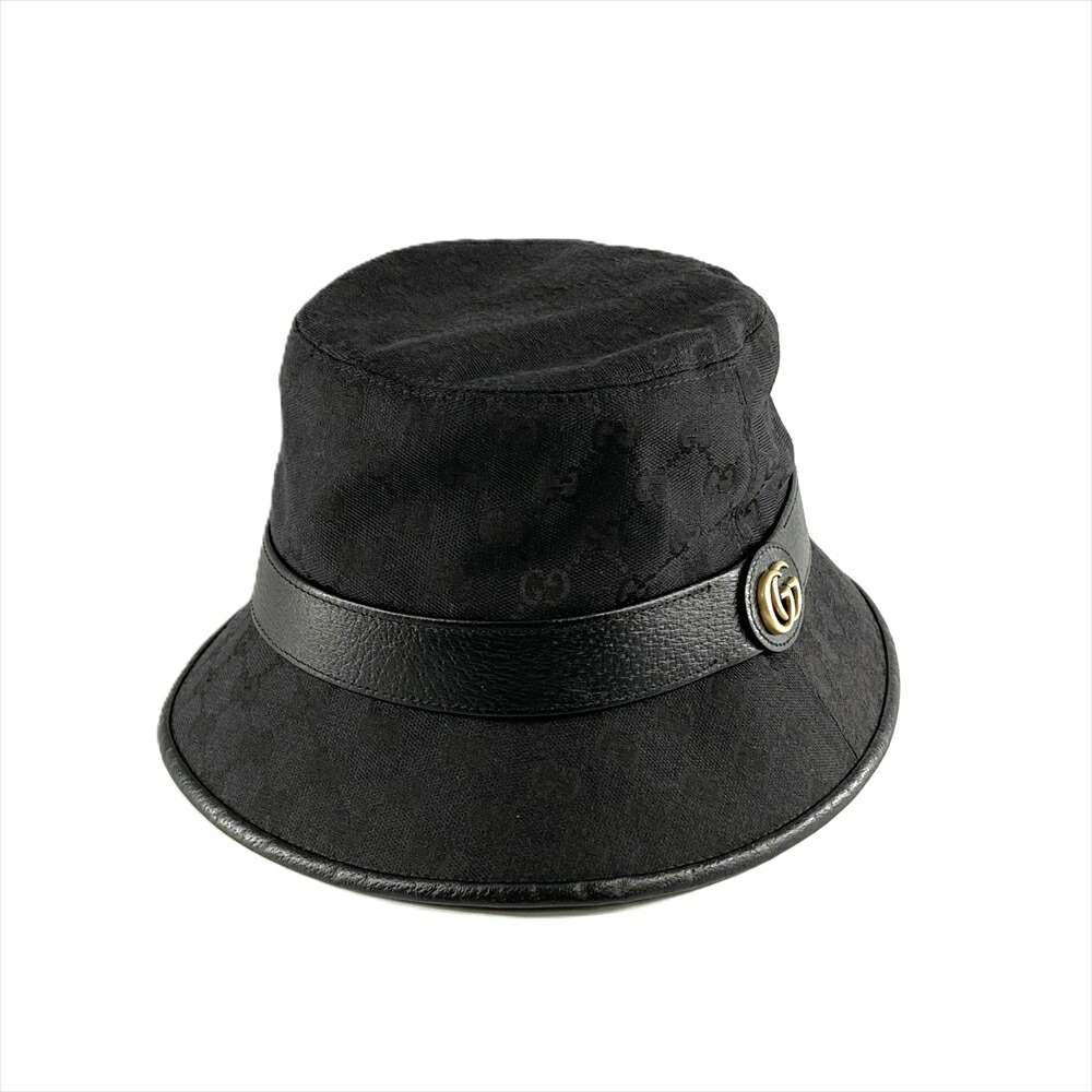 GUCCI / ハット/--/BLK/メンズ/576587 GUCCI Bucket Hat Hat GG Canvas 576587 Black L Fedora Hat GG